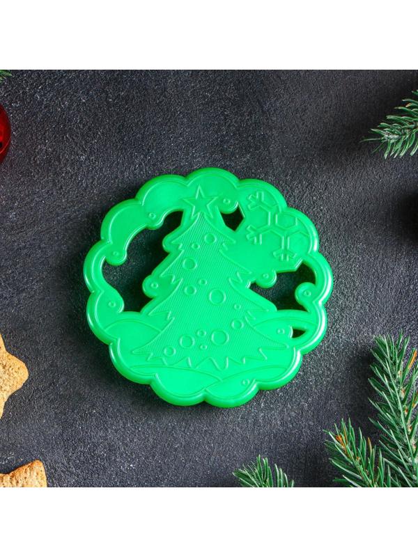 Форма для печенья «Ёлочка», вырубка, штамп, d=9 см, цвет зелёный