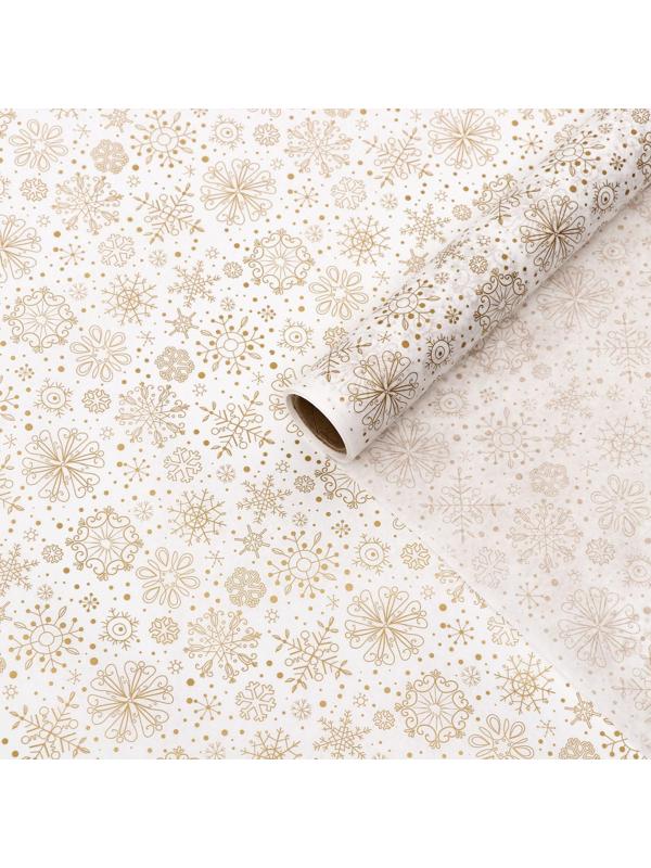 Бумага силиконизированная «Снежинки», золотые, для выпечки, 0,38 х 5 м