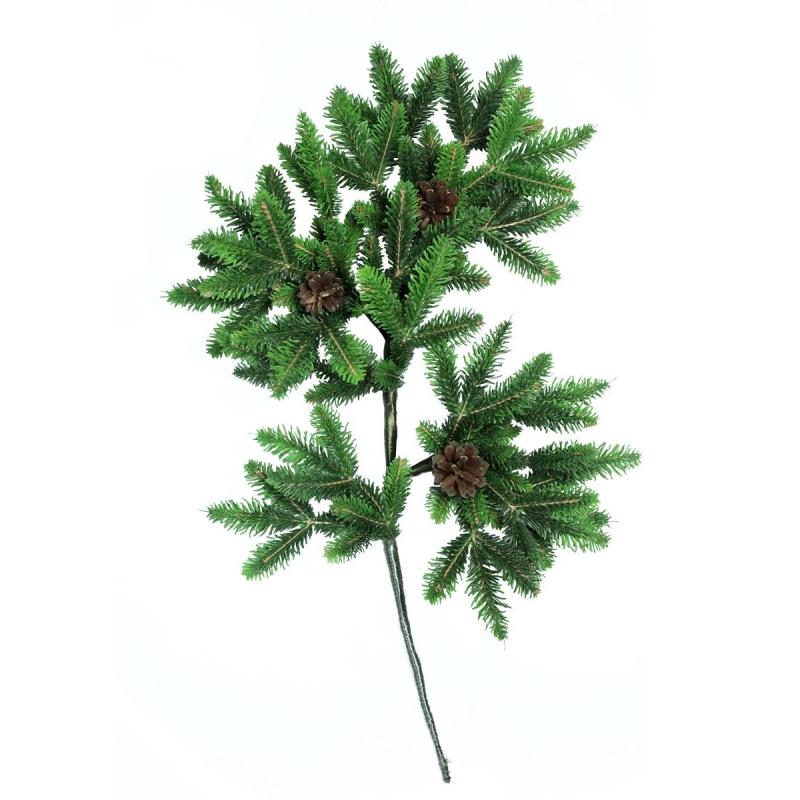 Украшение Ветка хвойная с шишками Меридиан, 60 см, литая (10) В360-1