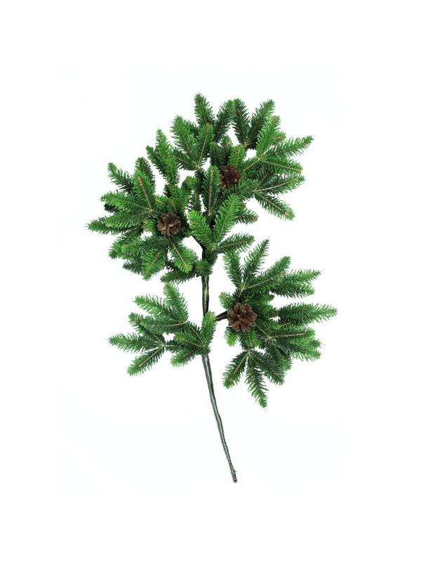 Украшение Ветка хвойная с шишками Меридиан, 60 см, литая (10) В360-1