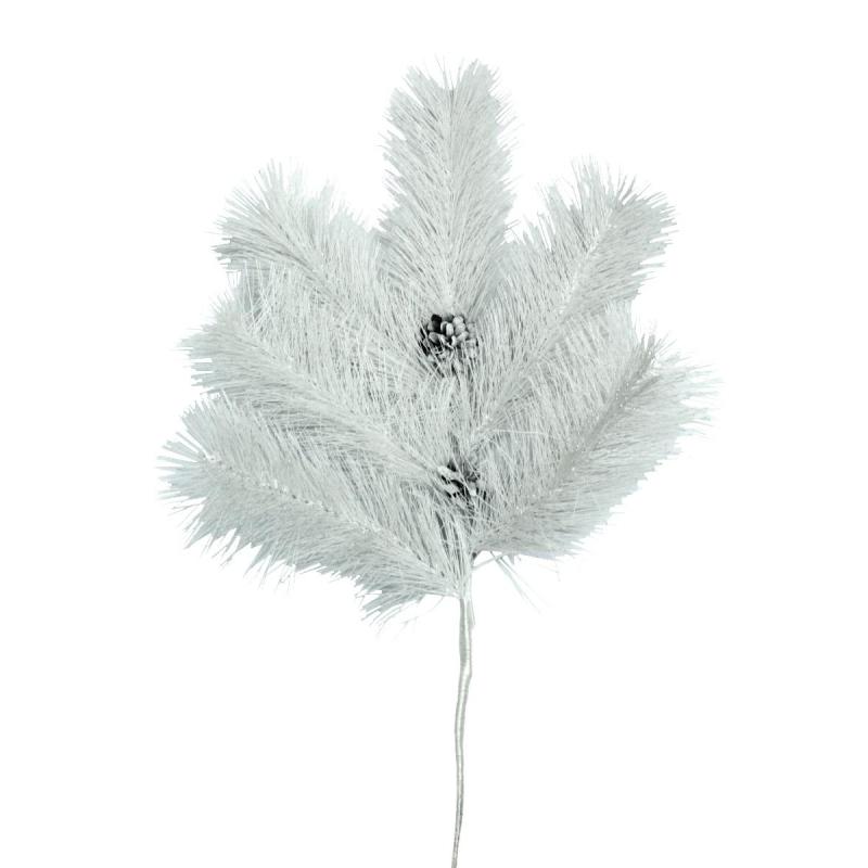 Украшение Ветка хвойная с шишками 60 см, белая леска (10) В260-4