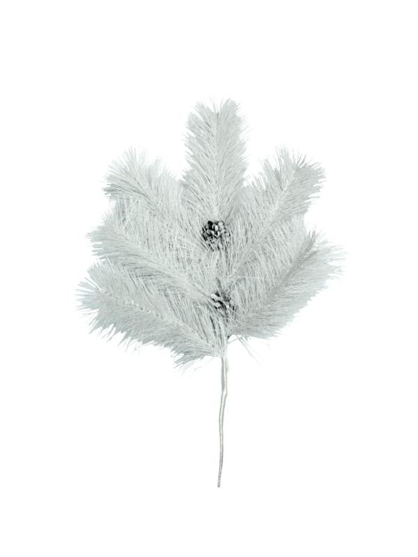 Украшение Ветка хвойная с шишками 60 см, белая леска (10) В260-4