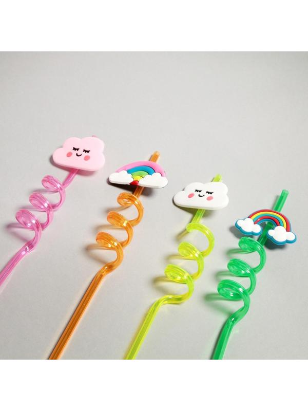 Трубочки для коктейля «Облака и радуга» набор 4 шт, цвет МИКС