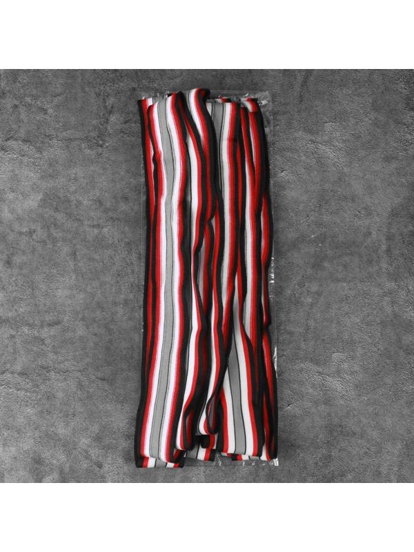 Тесьма трикотажная лампас 40 мм, 9 ± 0,5 м, цвет чёрный/красный/серый