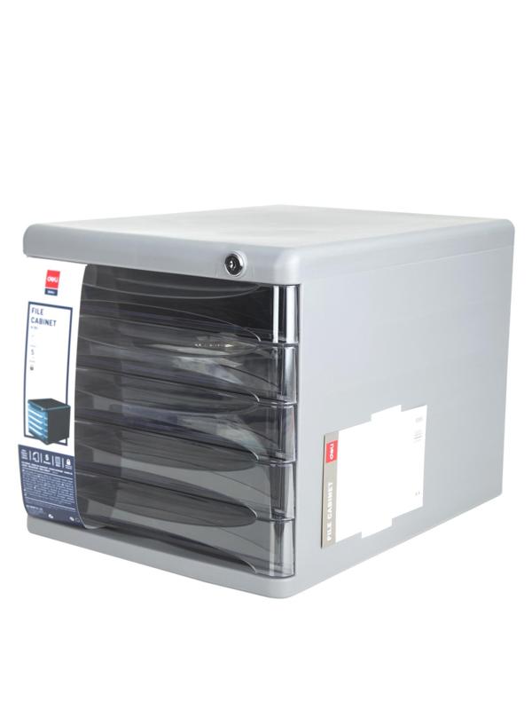 Бокс с выдвижными лотками Deli E9795G 5 выдвижн лотков с замком серый