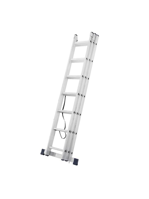 Лестница ТУНДРА, трехсекционная, алюминиевая, 7 ступеней