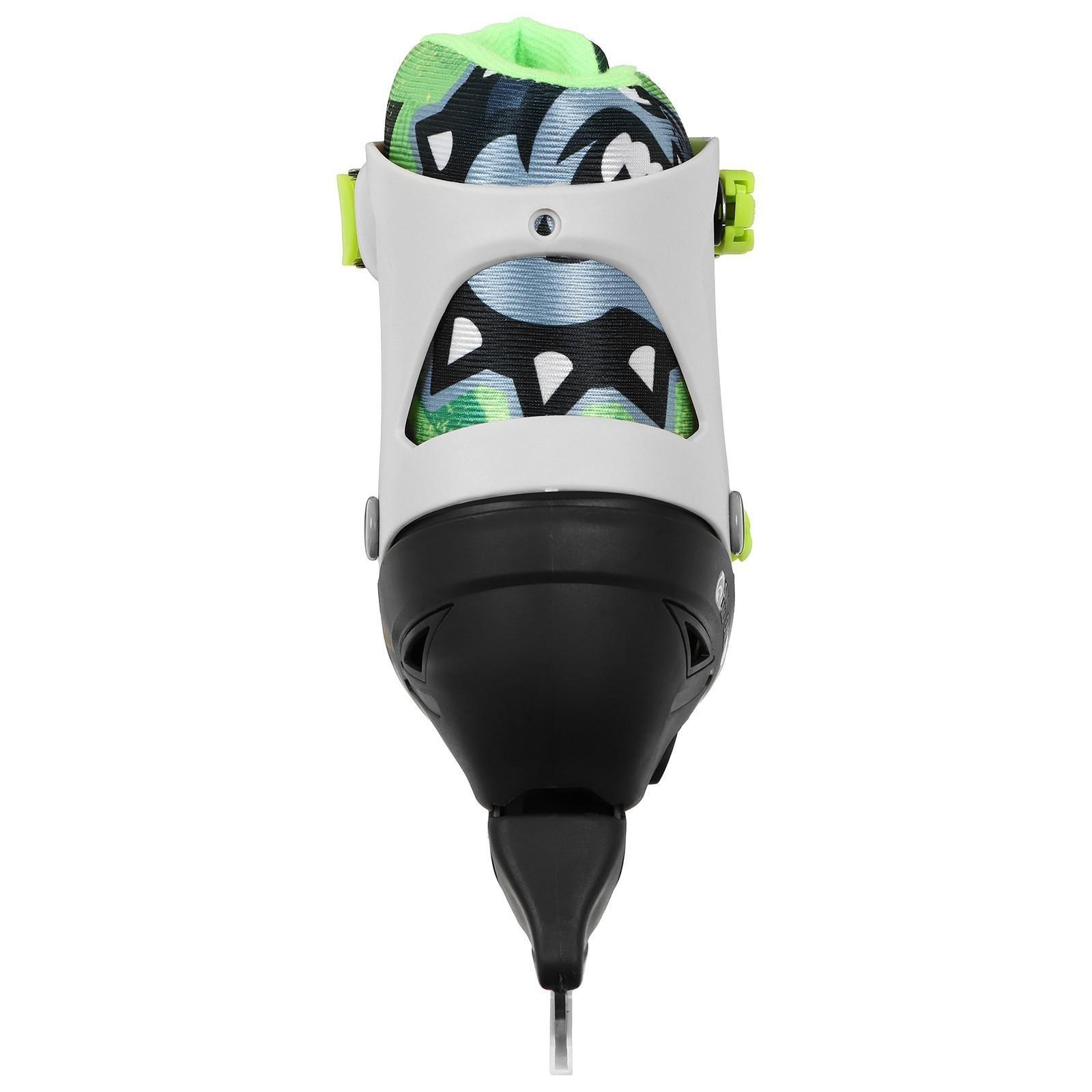 Набор: коньки ледовые детские раздвижные 223Y, текстиль, пластик, с роликовой платформой+защита, PVC колёса, размер 34-37