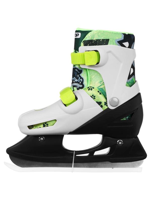 Набор: коньки ледовые детские раздвижные 223Y, текстиль, пластик, с роликовой платформой+защита, PVC колёса, размер 34-37
