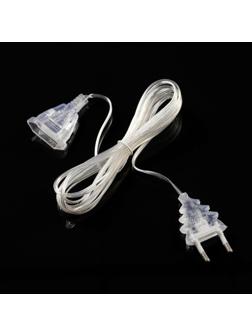Удлинитель для комнатных гирлянд, 3 м, прозрачная нить, УМС-вилка