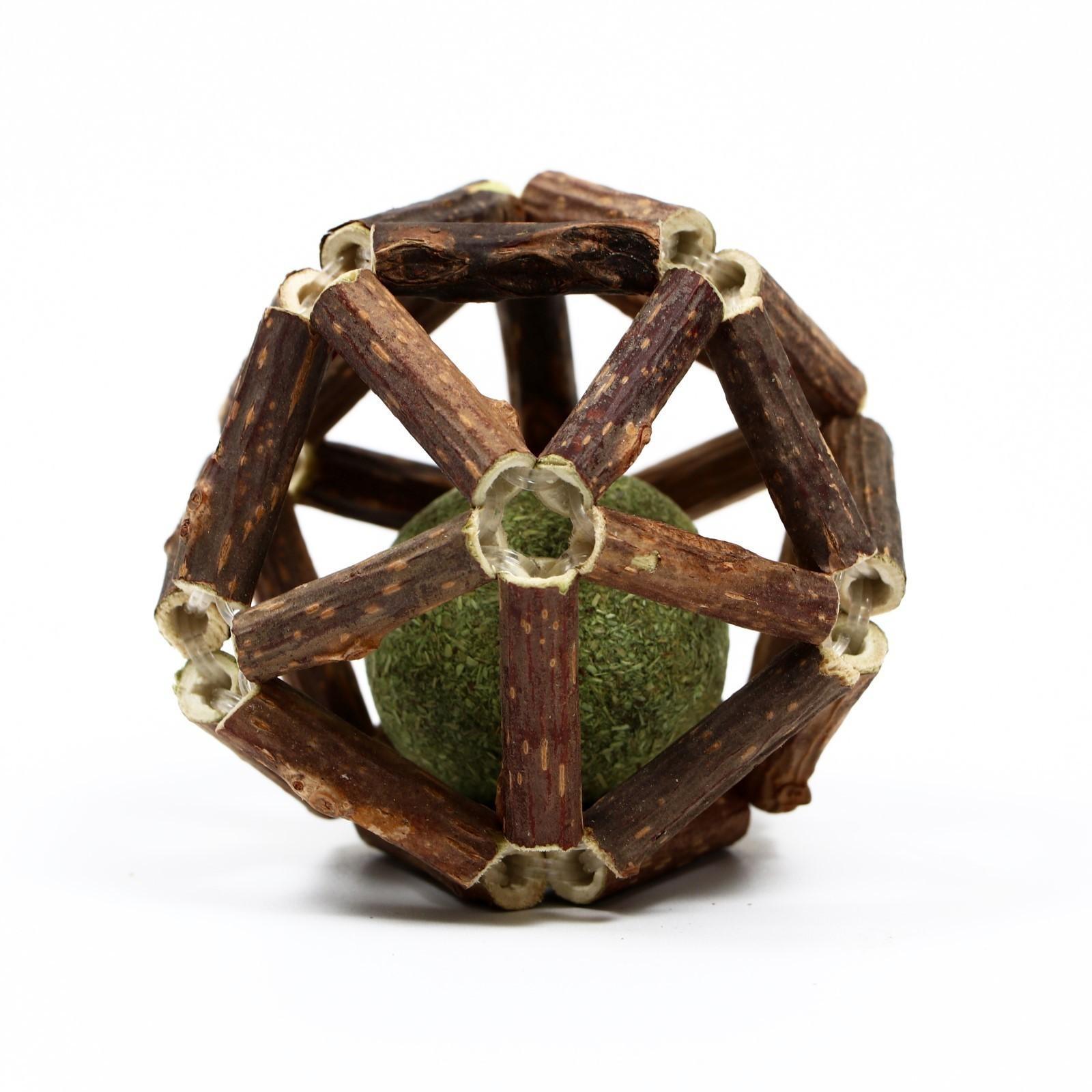 Двойной шар для кошек из прессованной кошачьей мяты и дерева, 6-6,5 см