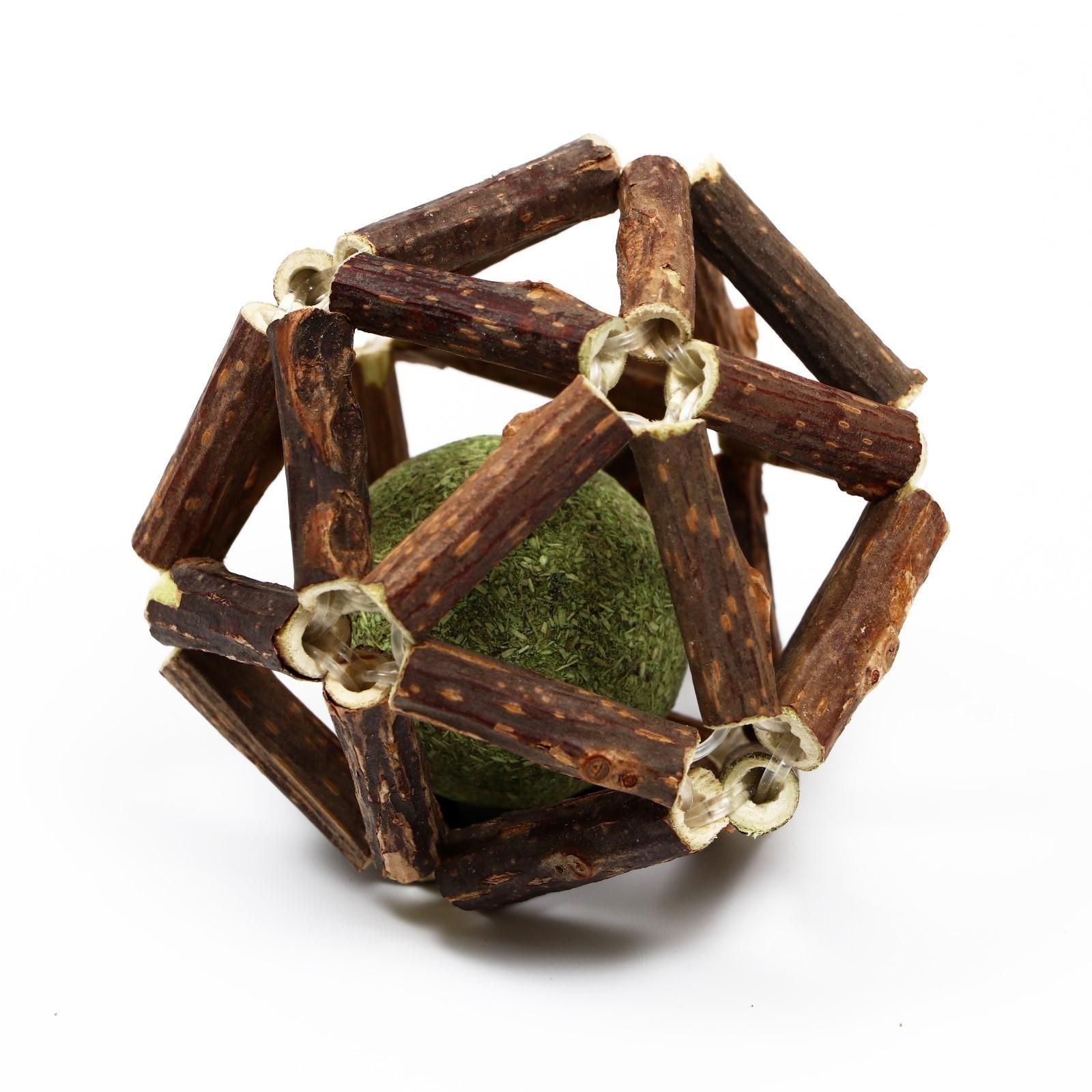 Двойной шар для кошек из прессованной кошачьей мяты и дерева, 6-6,5 см