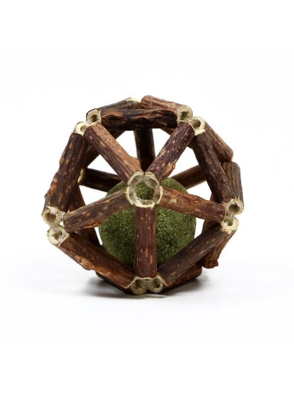 Двойной шар для кошек из прессованной кошачьей мяты и дерева, 6-6,5 см