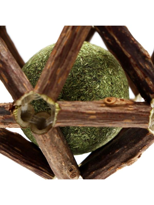 Двойной шар для кошек из прессованной кошачьей мяты и дерева, 6-6,5 см