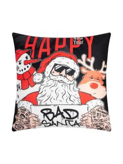 Подушка декоративная новогодняя Этель «Bad Santa», 40х40 см, 100% п/э, велюр