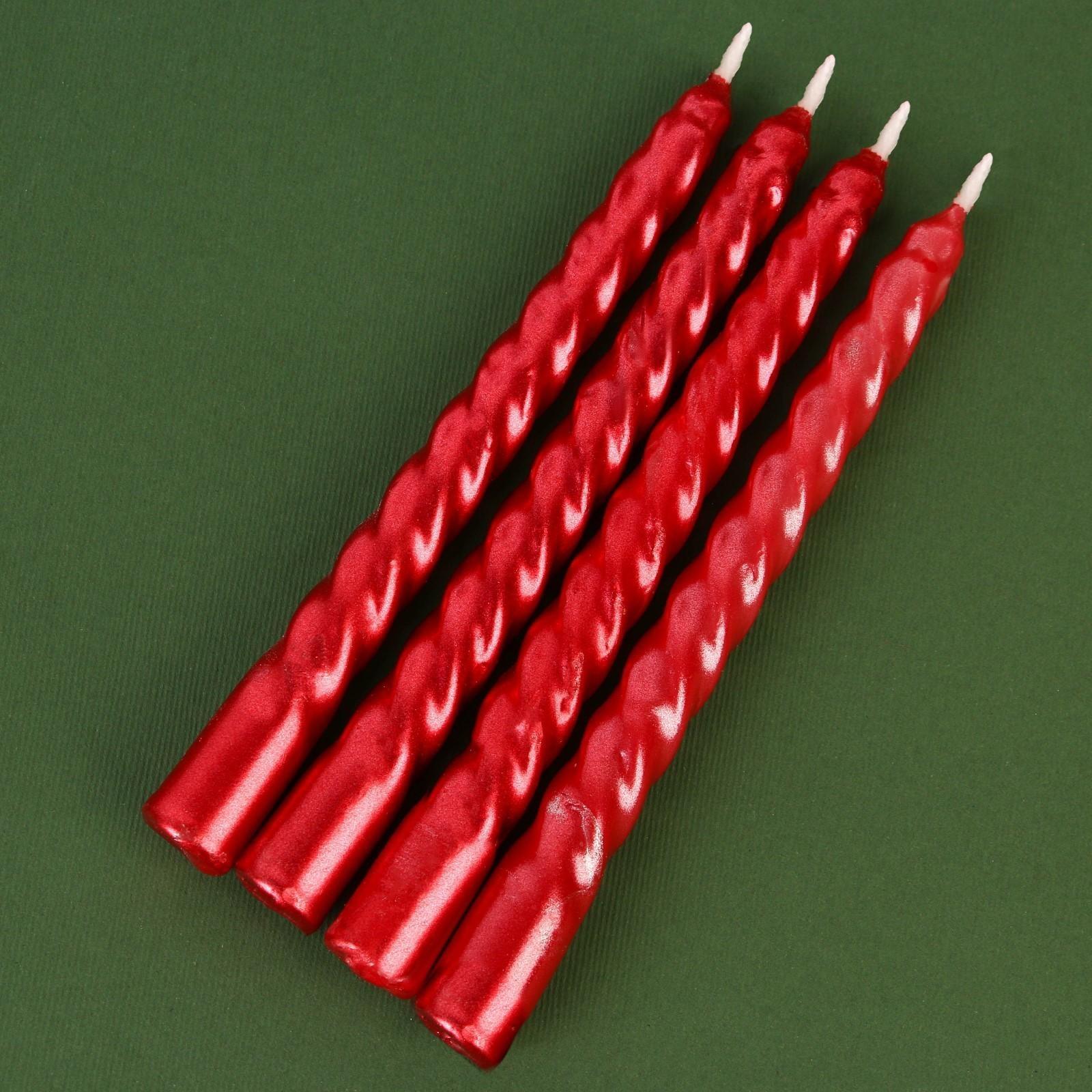 Свечи витые «Счастья в Новом году», набор 4 шт, без аромата