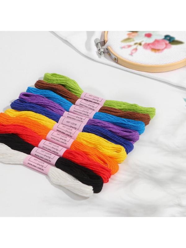 Набор ниток мулине «Школьный», хлопок, 8 ± 1 м, 10 шт