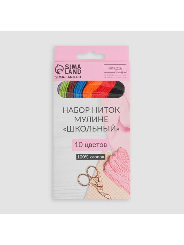Набор ниток мулине «Школьный», хлопок, 8 ± 1 м, 10 шт