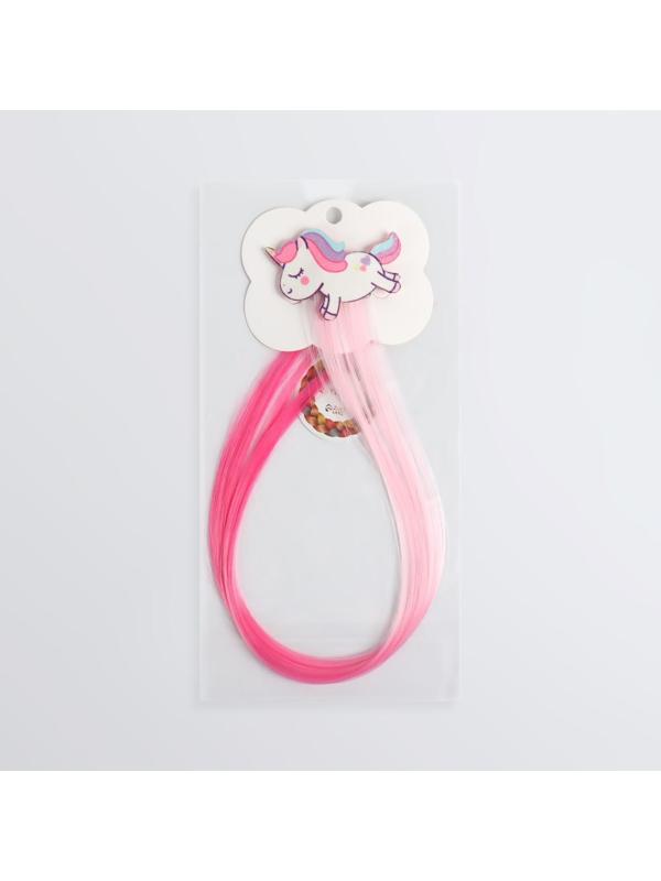 Локон накладной «Единорог», прямой волос, на заколке, 40 см, цвет МИКС