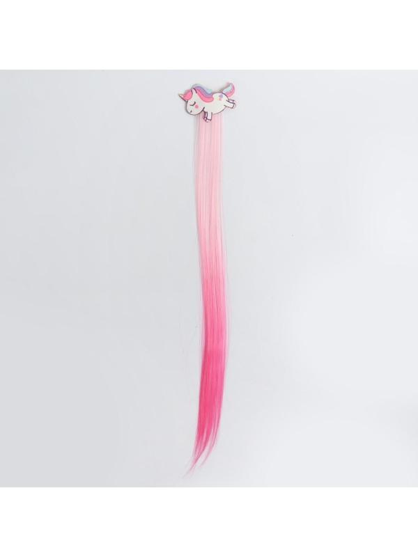 Локон накладной «Единорог», прямой волос, на заколке, 40 см, цвет МИКС