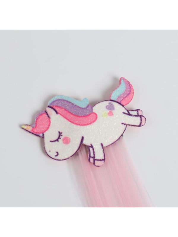 Локон накладной «Единорог», прямой волос, на заколке, 40 см, цвет МИКС