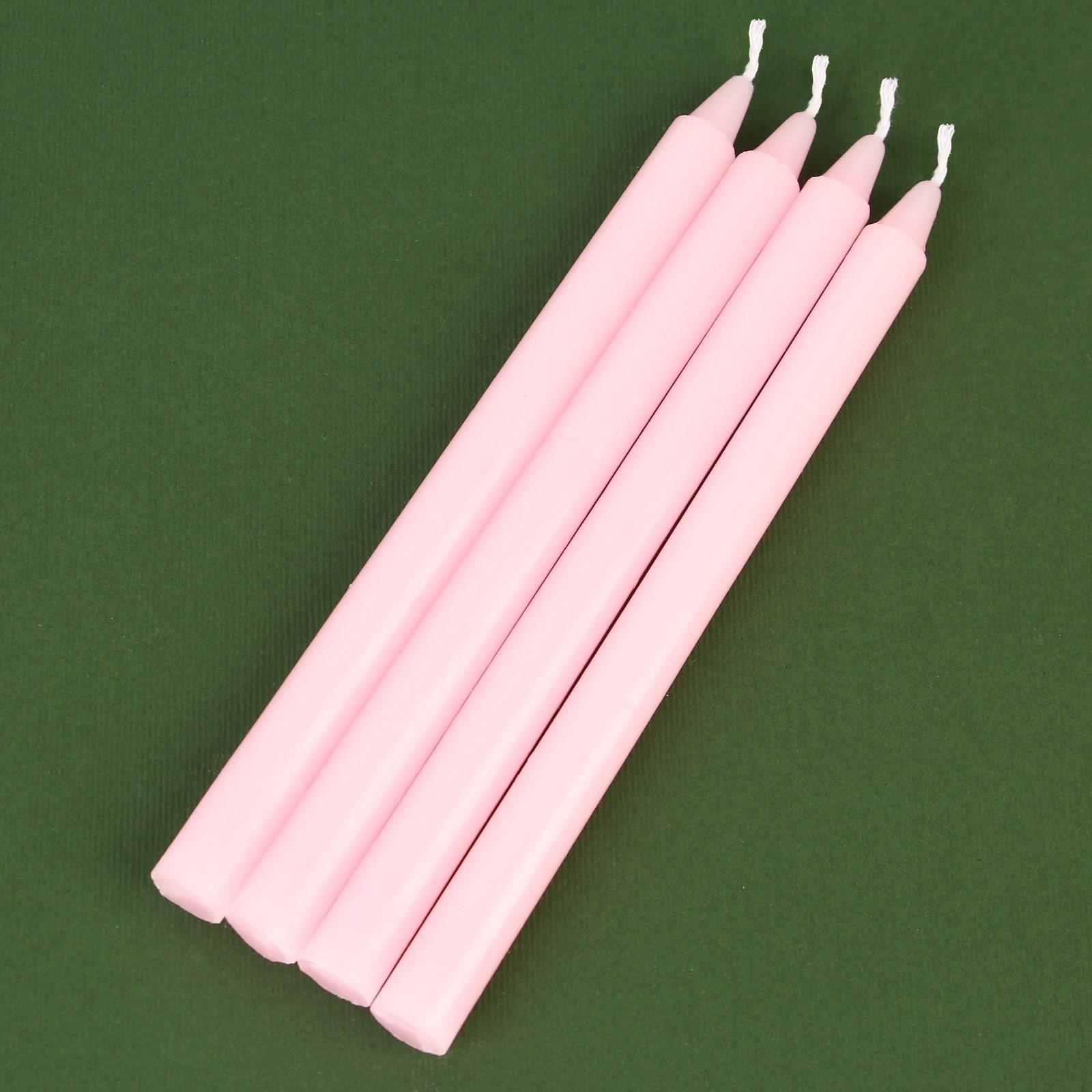 Новогодние восковые свечи «Верь в чудеса», набор 4 шт., розовые, 15 х 1 х 1 см.