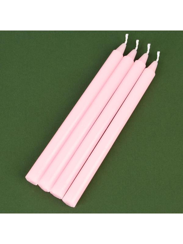 Новогодние восковые свечи «Верь в чудеса», набор 4 шт., розовые, 15 х 1 х 1 см.