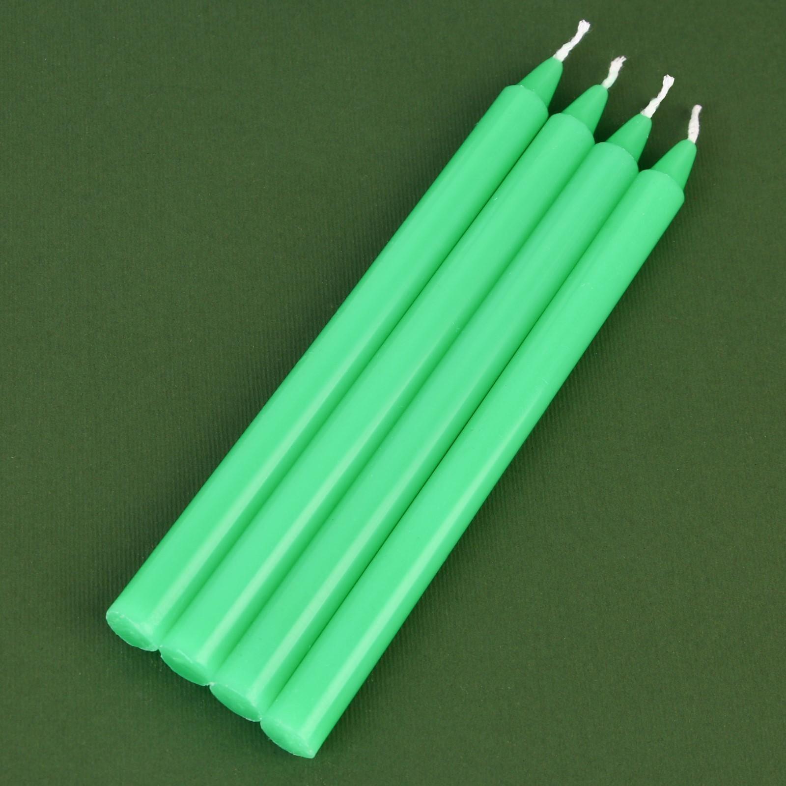 Новогодние восковые свечи «Верь в чудеса», набор 4 шт., зеленые, 15 х 1 х 1 см.