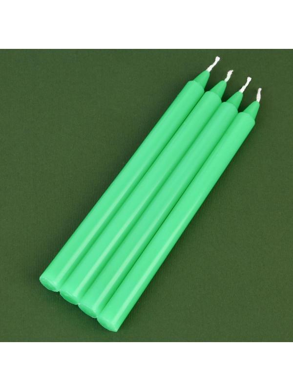 Новогодние восковые свечи «Верь в чудеса», набор 4 шт., зеленые, 15 х 1 х 1 см.