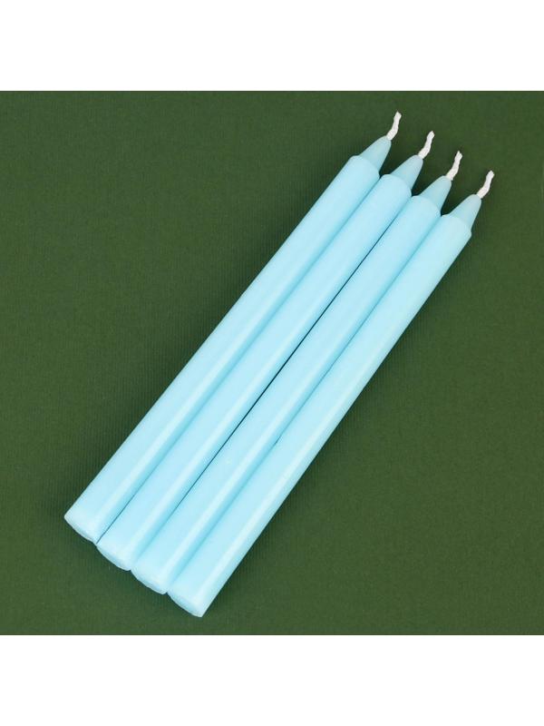 Новогодние восковые свечи «Верь в чудеса», набор 4 шт., голубые, 15 х 1 х 1 см.