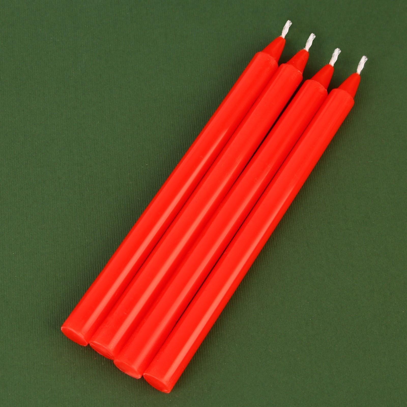 Набор восковых свечей «Верь в чудеса», 4 шт., красные, 15 х 1 х 1 см.