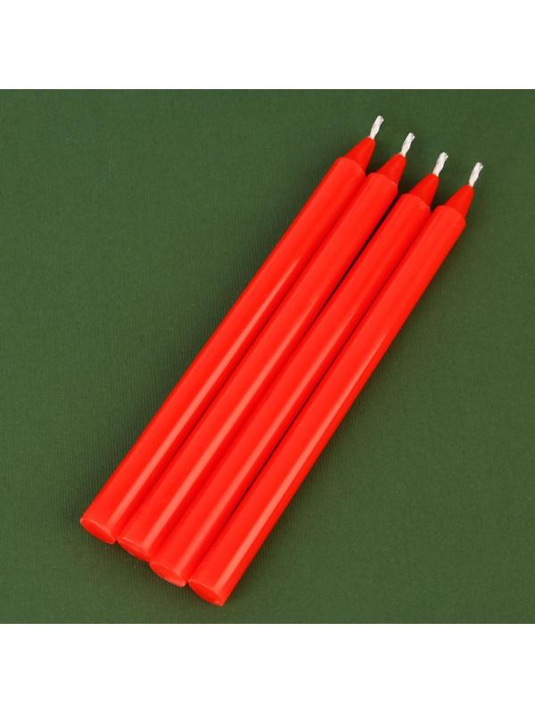 Набор восковых свечей «Верь в чудеса», 4 шт., красные, 15 х 1 х 1 см.