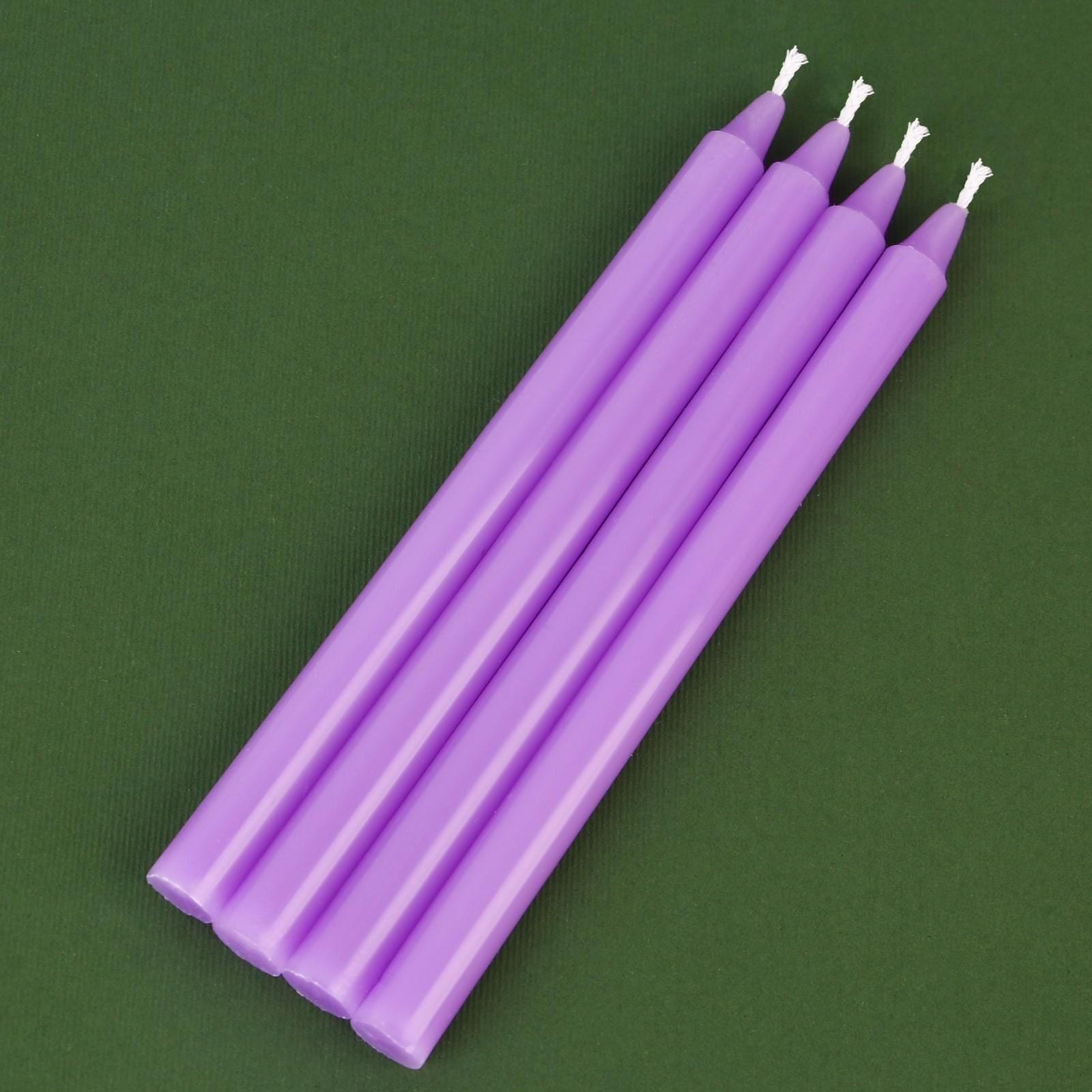 Новогодние восковые свечи «Верь в чудеса», набор 4 шт., сиреневые, 15 х 1 х 1 см.