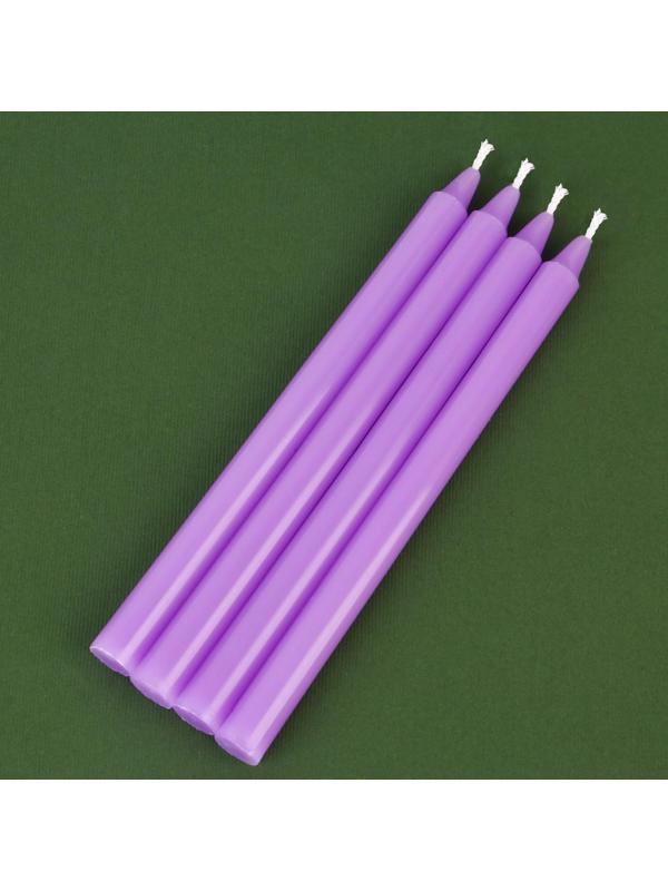 Новогодние восковые свечи «Верь в чудеса», набор 4 шт., сиреневые, 15 х 1 х 1 см.