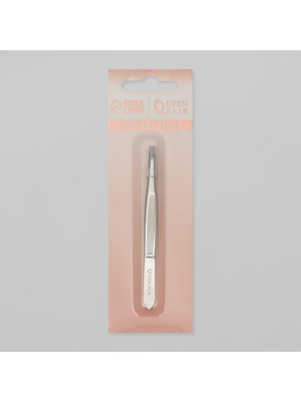 Пинцет «Premium» прямой, узкий, 9 см, на блистере, цвет серебристый