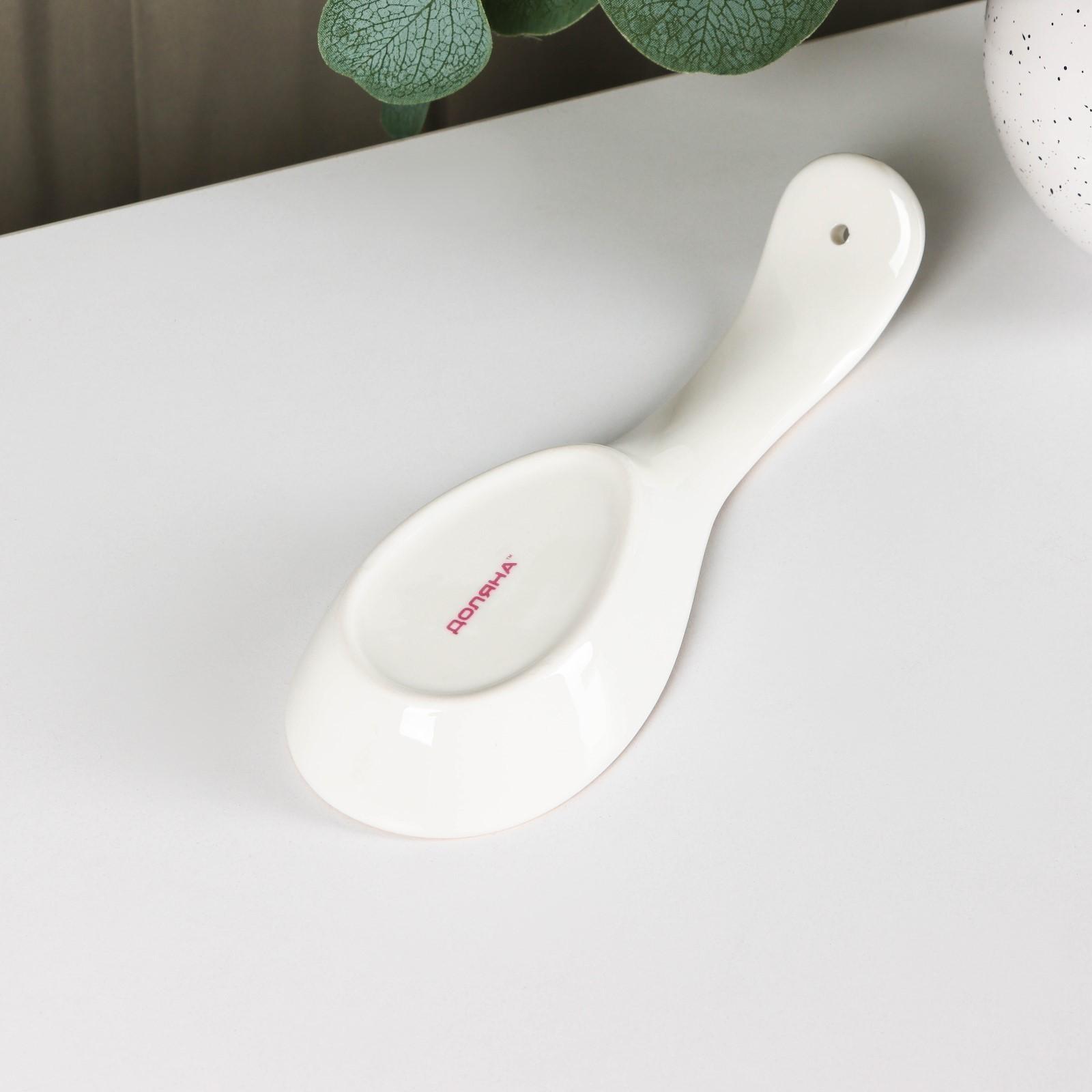 Подставка фарфоровая под ложку Доляна «Млечный путь», 21,5×7,5×3,5 см, цвет зелёный