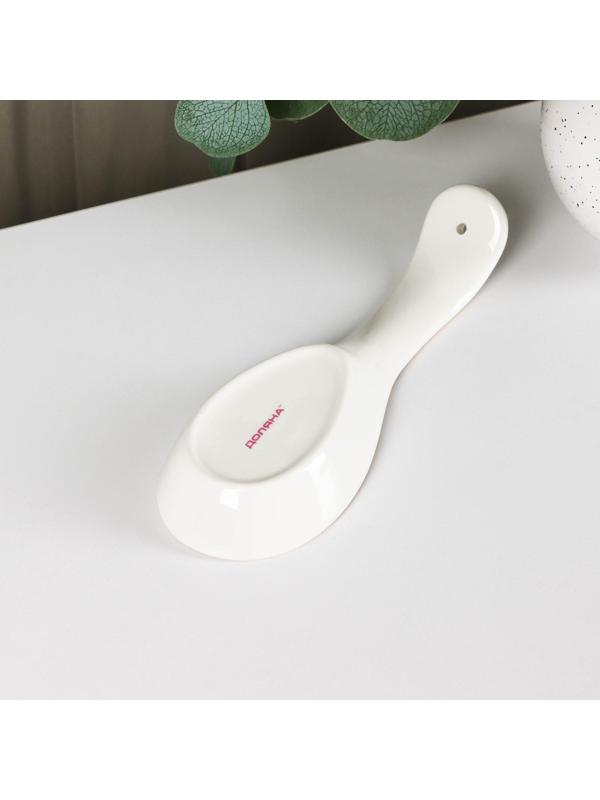 Подставка фарфоровая под ложку Доляна «Млечный путь», 21,5×7,5×3,5 см, цвет зелёный