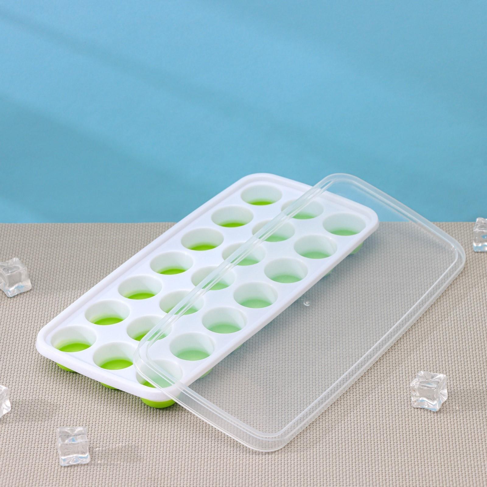 Форма для льда и шоколада с крышкой Доляна, 21 ячейка, 26×12×2,5 см, ячейка 3×3×2 см, цвет МИКС