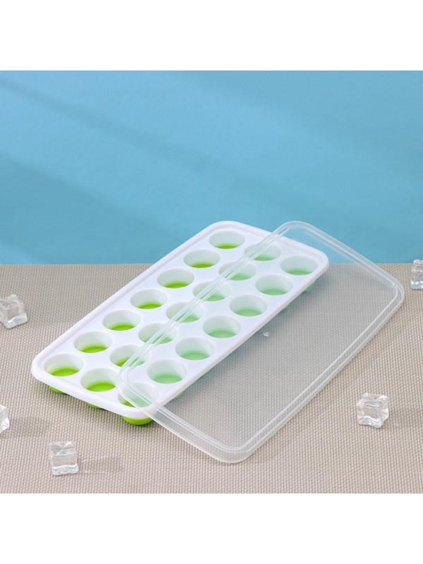 Форма для льда и шоколада с крышкой Доляна, 21 ячейка, 26×12×2,5 см, ячейка 3×3×2 см, цвет МИКС