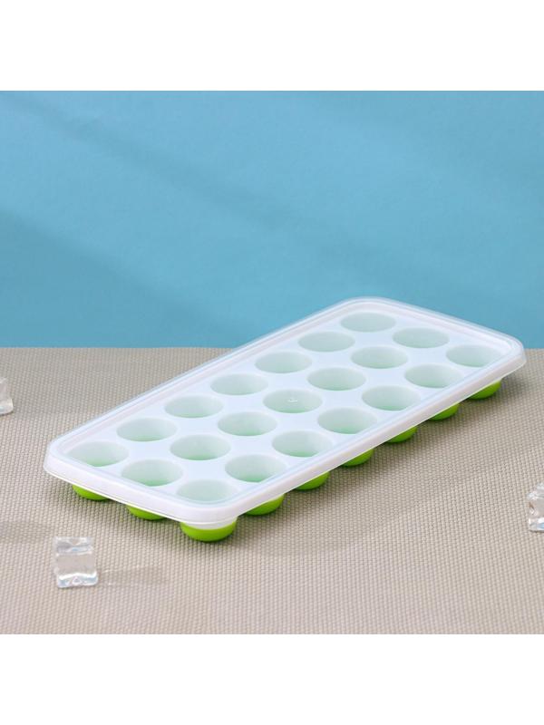 Форма для льда и шоколада с крышкой Доляна, 21 ячейка, 26×12×2,5 см, ячейка 3×3×2 см, цвет МИКС