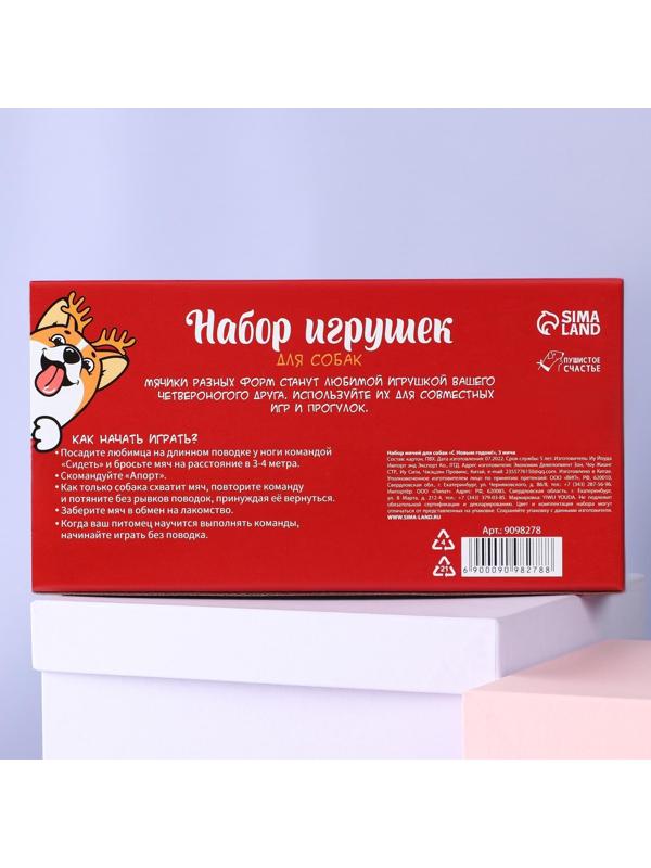 Набор мячей для собак «С Новым годом!», 3 мяча