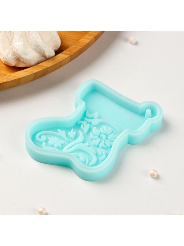 Силиконовый молд «Новогодний носок», 7×6×0,8 см, цвет бирюзовый