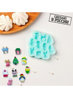 Силиконовый молд «Микс фигурок», 8×8 см, цвет бирюзовый