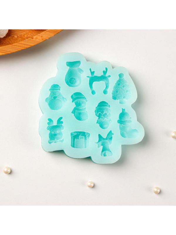 Силиконовый молд «Микс фигурок», 8×8 см, цвет бирюзовый