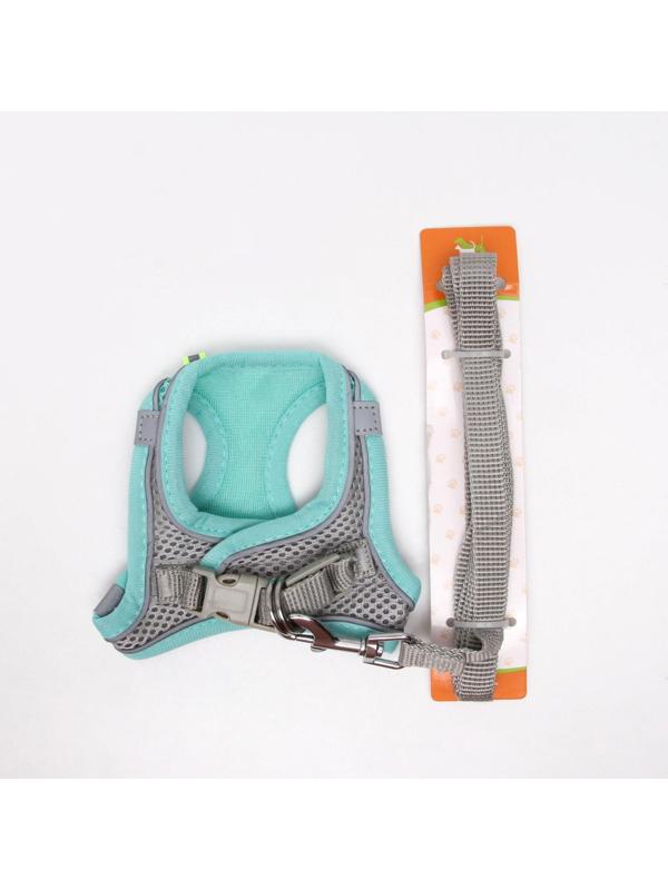 Комплект с мягкой шлейкой, быстросъемный, S, поводок 150 х1,5 см, ОШ 33-36 ОГ 35-40 см,