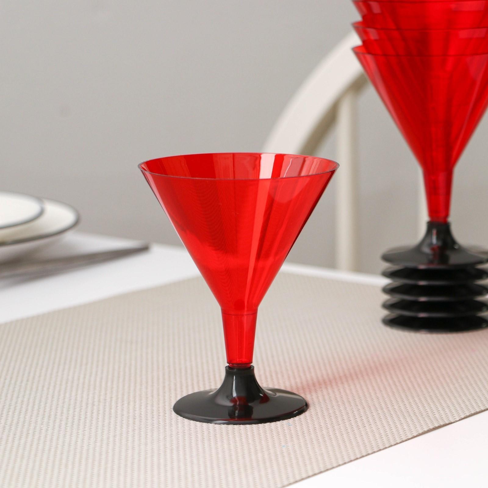 Бокал для мартини одноразовый «Кристалл»,150 мл, 6 шт в упаковке, цвет красный