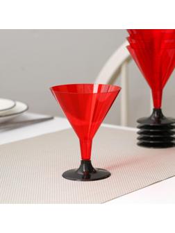 Бокал для мартини одноразовый «Кристалл»,150 мл, 6 шт в упаковке, цвет красный