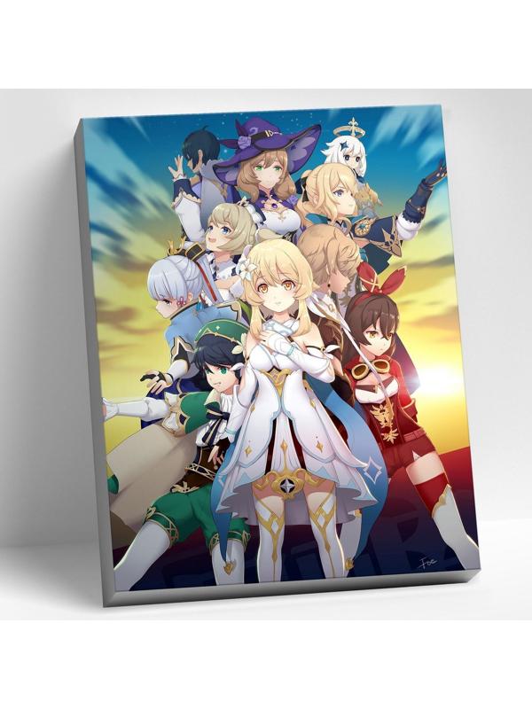 Картина по номерам 30 × 40 см «Геншин» «Персонажи Тейвата» 30 цветов