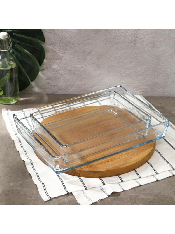 Набор посуды для СВЧ Borcam, стеклянный, 2 предмета: 2.5 л, 4.35 л, 28.7×19.7×6 см, 36.7×25.7×6 см