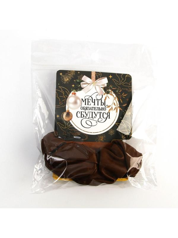 Резинка для волос «Мечты сбудутся», коричневая, d = 10 см