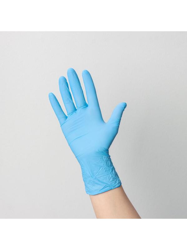 Перчатки нитриловые «Nitrile», смотровые, нестерильные, размер L, 100 шт/уп (50 пар), цвет голубой